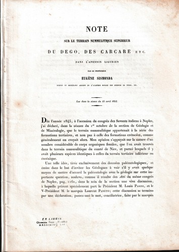 Sismonda note sur le terrain - le,
