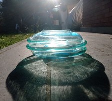 Vaso centrotavola posacenere vetro Con Incalmo Blu artigianale Design 70/80