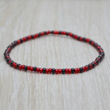 bracciale elastico perline bandiera albania albanese rosso nero