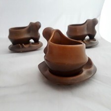 Set caffè scultoreo biologico vintage di Faianta Sighisoara anni 70  