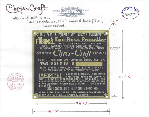 Chris craft elica dati piastra - craft,