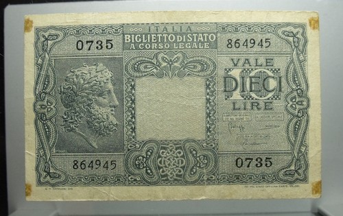 Banconota regno italia 10 - d'italia,