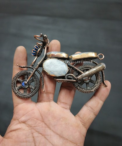 Ciondolo bici pietra luna - ciondolo,