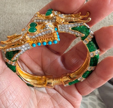 Bracciale Kenneth Jay Lane verde doppia testa drago usa