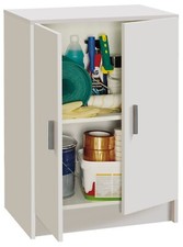 Armadio Armadietto in Legno Bianco 2 Ante Bagno Ripostiglio Dispensa 59x37x80h