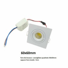 Faretto LED incasso quadrato Orientabile 3W Cob led controsoffitto Led mini