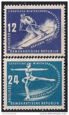 Germania DDR 1950 Giochi Sport Invernali Sci Pattinaggio 2v Set MNH