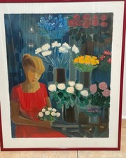 Litografia Eliano Fantuzzi, " Fioraia" 60x80   anno 1985. certificato di garanzi