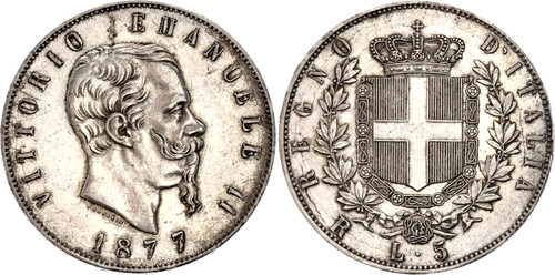 Moneta italia lire 1877 - 5,
