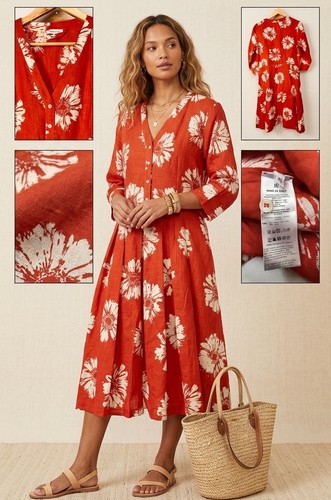 Abito camicia lino - , floreale
