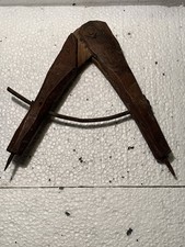 Antico Grande Compasso in Legno da Falegname Fine ‘800 Intagliato
