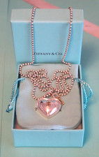 Collana Tiffany & Co argento sterling / oro 18 carati grande lucchetto cuore chiave 34"