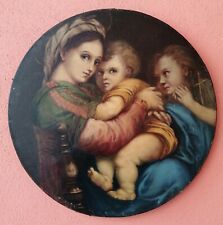 D'APRES RAFFAELLO LA MADONNA DELLA SEGGIOLA VECCHIO QUADRO AD OLIO SU TELA '800