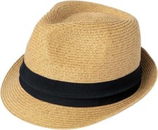 Cappello Jeff & Aimy Donna Uomo Estivo Paglia Trilby Fedora Vintage Panama Spiaggia Unisex
