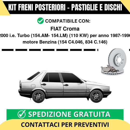 Kit freni posteriori per - freni, fiat