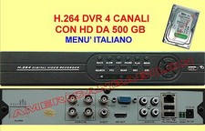 H.264 - DVR 4 CH - HDMI-VGA-VIDEO + HD 500 GB