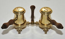 Saliera porta Sale Pepe in ottone manici legno vintage 