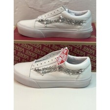 Vans Sneakers Old Skool Platform Catena Vero Bianco Donna 10,5 Pelle Nuove