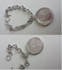 Bracciale argento 925 moneta - bracciale,