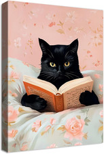 Gatto Quadri Moderni Quadro Moderno Gatto Nero Divertente Libri Di Lettura Stamp