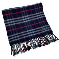 Stola Burberry London con frange in cashmere Nova Check Navy 2472
