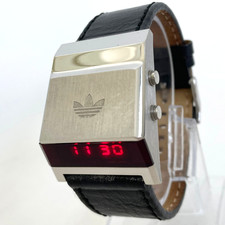 Adidas LED Watch HSD603 vista lato guida argento digitale Y2K retrò uomo donna