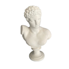 Fanuli Manufatti - Busto di Hermes in cemento bianco, scultura statua per arredo