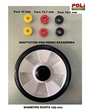 RUOTA RASAERBA TAGLIAERBA DIAMETRO 180 mm 7" CON ADATTATORI PER PERNO