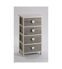 CASSETTIERA 4 CASSETTI IN LEGNO DI PAULOWNIA BIANCA E GRIGIA ARMONIA 40X29X73 CM