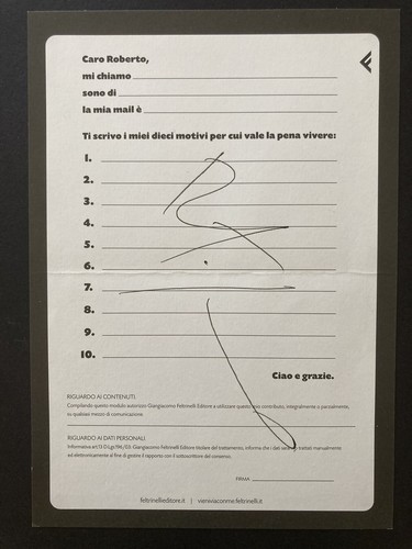 Autografo roberto saviano - autografo,