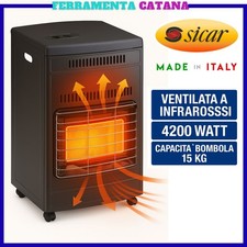 stufa a gas gpl ventilata infrarossi bombola portatile per interni nera 4.2 kw