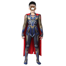 Tuta Thor Love And Thunder costume cosplay bambini vestito body con mantello 