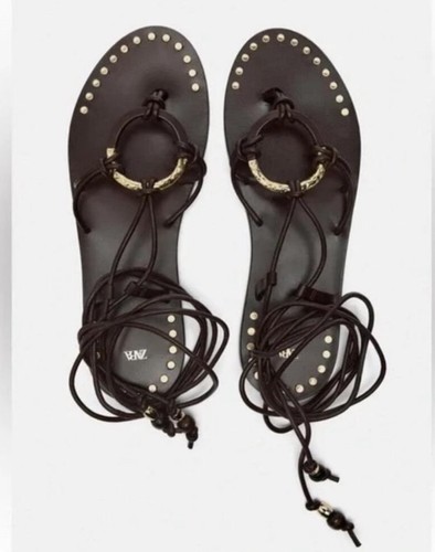 Zara brown leather flat - zara,