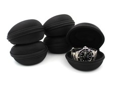 5 Watch Box Monoposto Rigide Nere Interno Antigraffio Porta Orologi Idea Regalo
