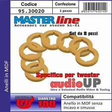 SET ANELLI IN MDF DA 8 PEZZI SENZA SMUSSO PER TWEETER DIAMETRO DI 100 mm.