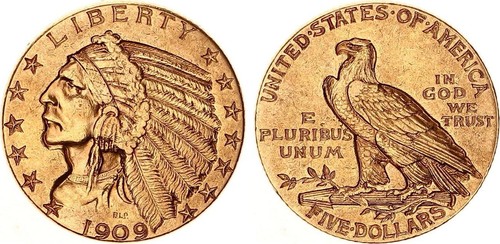 Usa dollari oro 1909 - usa,