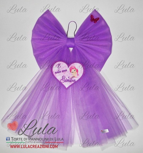 Fiocco nascita tulle - fiocco, +