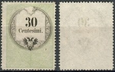 LOMBARDO VENETO 1854 MARCA DA BOLLO c. 30 CALCOGRAFICO NUOVO SENZA GOMMA SASS. 8