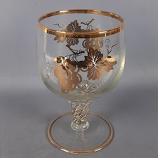 Grande Coppa Calice MURANO Vetro Oro Zecchino Grappoli Uva Vaso Vintage Anni 60