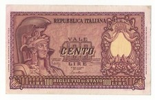100 LIRE ITALIA ELMATA FIRME  BOLAFFI  DECR 31 - 12 - 1951