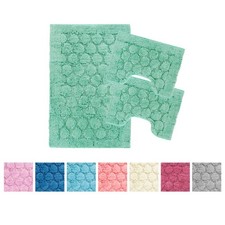 Set Tappeti Bagno Tris 3 Pezzi Doccia Bidet Water Vasca Tinta Unita Foglia