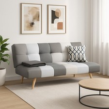 Divano Letto 2/3 Posti Click Clack Tessuto Braccioli Regolabili Apertura Rapida