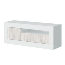 Mobile porta TV moderno televisione salotto BIANCO + PINO 139X42X53 cm - 036627A