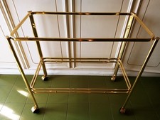 Tavolino Carrello Bar GRANDE TELAIO Vintage Portaliquori OTTONE Dorato Porta