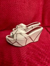 Sandali Zeppa Donna Ragazza Estate Bianco Bianchi Strass Camoscio Alte