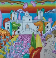 Quadro Dipinto Olio e T.M. su Tavola del grande maestro Luca Alinari - Dim 32x33