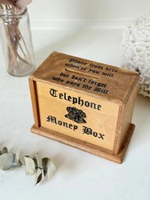 Vintage Wooden Money Box in