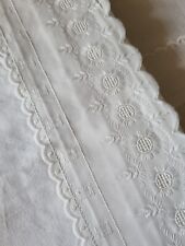 Lenzuolo Matrimoniale di Corredo, Puro Cotone 100%, Con Pregiato Pizzo Sangallo