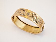 BRACCIALE ALLA SCHIAVA IN ORO ROSATO EPOCA PRIMO '900 CON DIAMANTI E PERLINE