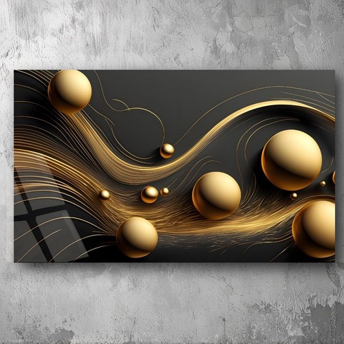 Pittura astratta sfere oro - 3d,